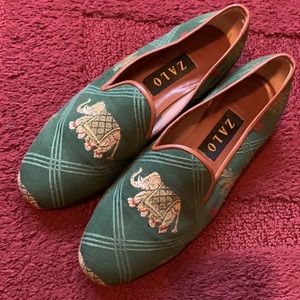 Zalo Tapestry Fabric Flats with Elephant & Leather Trim Sz 8M